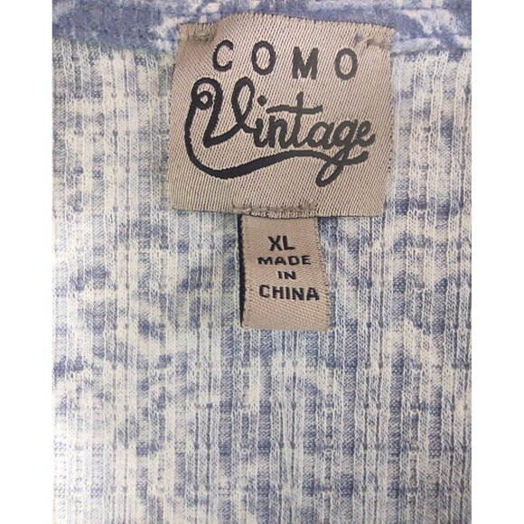 Como Vintage Blue Floral Print Blouse with 3/4 Roll-tab Sleeves Size XL NWT - Picture 7 of 11